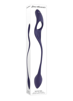 Zero Tolerance Tip to Tail Rechargeable Silicone Cock Ring with Anal Plug - Purple