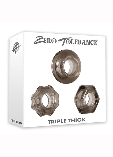Zero Tolerance Triple Thick Cock Ring Kit - Smoke - 3 Piece Kit