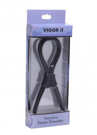 Zeus Electrosex Vigor II Silicone Cock and Ball Ties and Frenum Electro Stimulator - Black/Blue