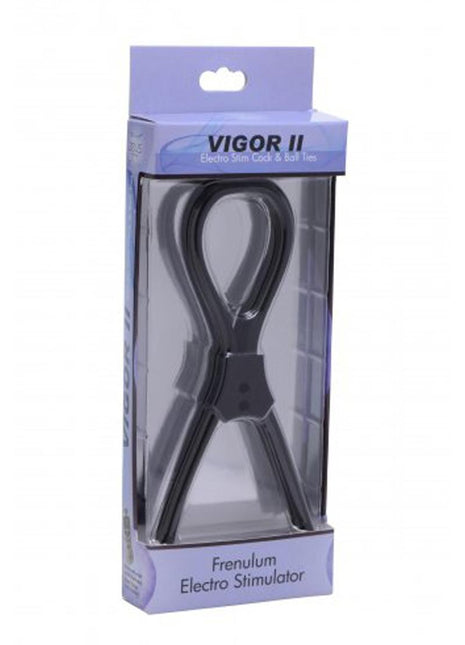 Zeus Electrosex Vigor II Silicone Cock and Ball Ties and Frenum Electro Stimulator - Black/Blue
