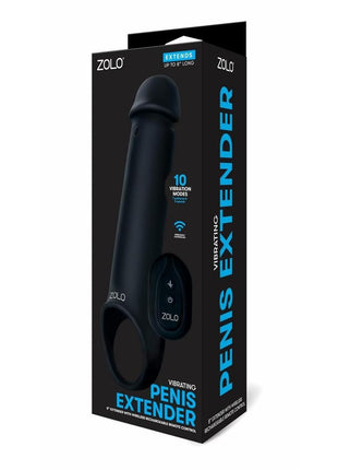 ZOLO Vibrating Remote Control Silicone Rechargeable Penis Extender Strap-On - Black