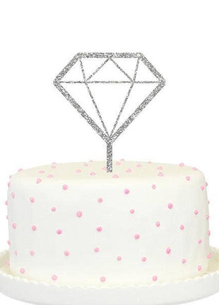 Diamond Icon Cake Topper (Silver Glitter)