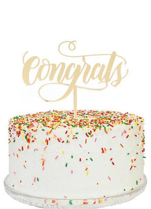 Congrats Gold Mirror Cake Topper