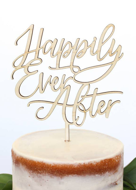 Happily Ever After Wood Cake Topper