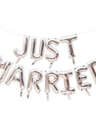 Silver Mylar Foil Letter Balloon Decoration - Just Married