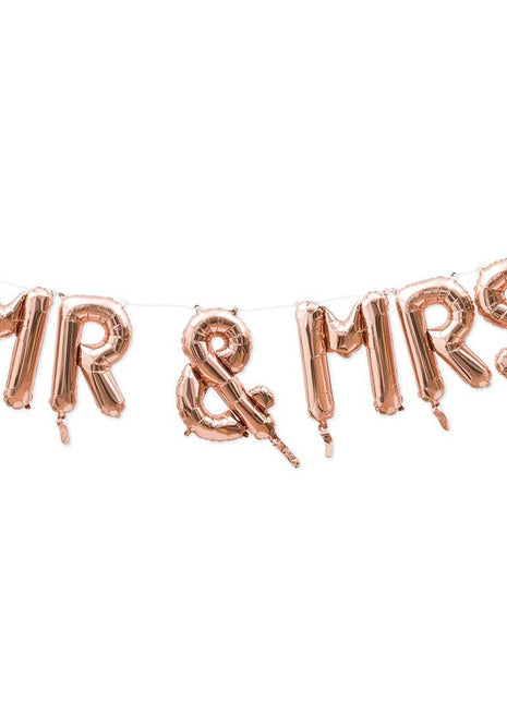 Rose Gold Mylar Foil Letter Balloon Decoration - Mr & Mrs
