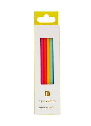 Tall Rainbow Birthday Candles - 16 Pack
