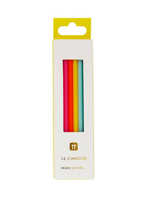 Tall Rainbow Birthday Candles - 16 Pack
