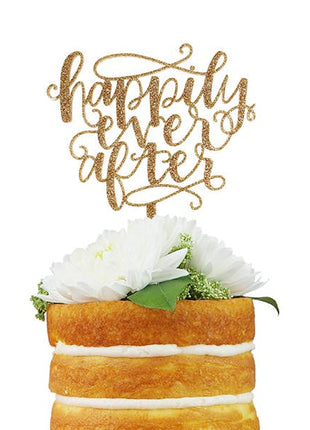Happily Ever After Cake Topper (gold glitter)