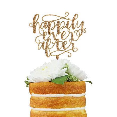 Happily Ever After Cake Topper (gold glitter)