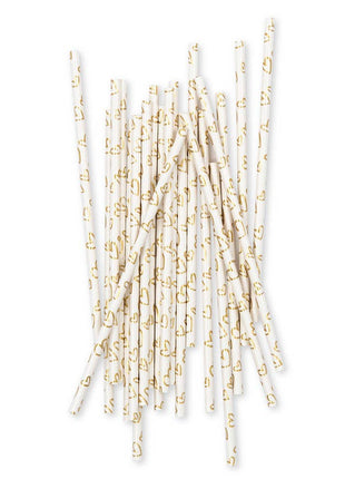 Gold Foil Hearts Paper Drinking Straws