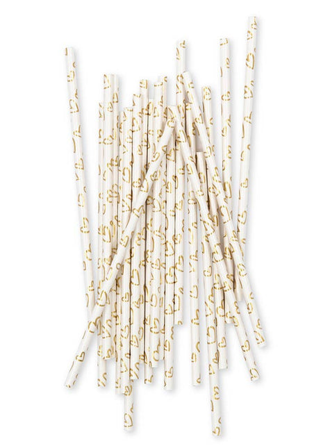 Gold Foil Hearts Paper Drinking Straws