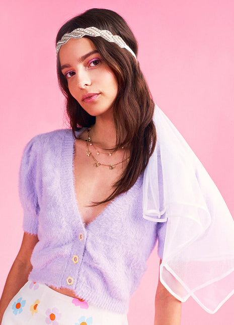Beaded Headband With Veil