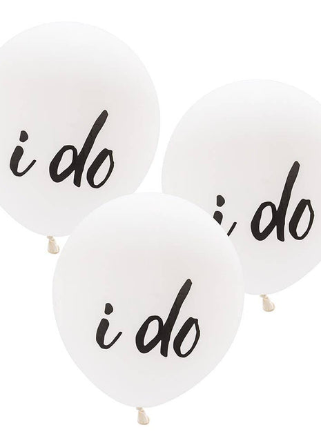 Large 17" White Round Wedding Balloons - I Do - Set Of 3