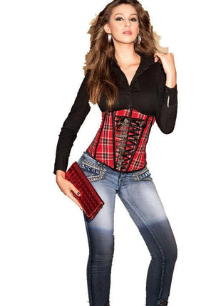 Red Plaid Under Bust Corset