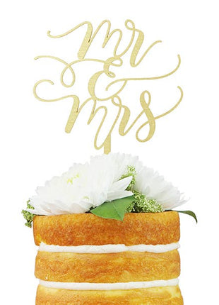 Mr & Mrs Wedding Cake Topper (Gold)