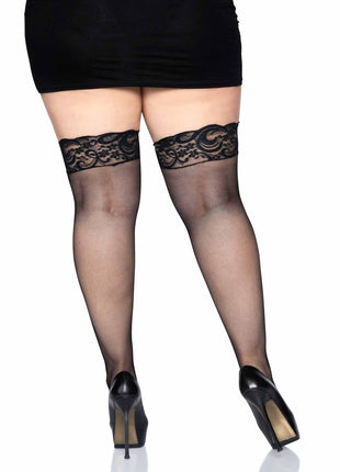 Pia Plus Size Micro Net Thigh Highs
