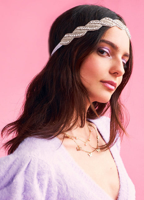 Beaded Headband With Veil
