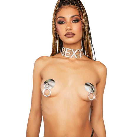 Pull Me Closer Holographic Ring Reusable Silicone Nipple Cover Pasties