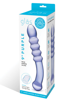 Glas Purple Rain Ribbed Glass Dildo