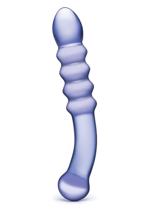 Glas Purple Rain Ribbed Glass Dildo