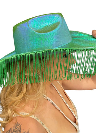 Metallic Cowboy Hat With Fringe