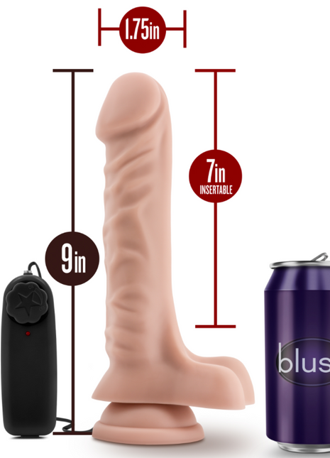 Blush Dr. Skin Dr. James Vibrating Dildo with Balls and Remote Control 9in - Vanilla