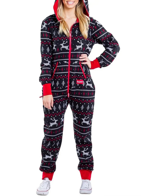 Unisex Black and Red Fair Isle - Christmas Jumpsuit