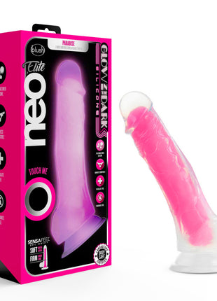 Neo Elite Glow in the Dark Dildo With Balls 7.5in