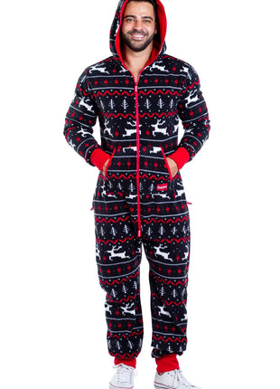 Unisex Black and Red Fair Isle - Christmas Jumpsuit