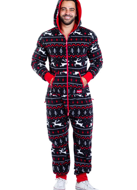 Unisex Black and Red Fair Isle - Christmas Jumpsuit