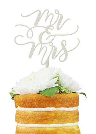 Mr & Mrs Wedding Cake Topper (Silver)