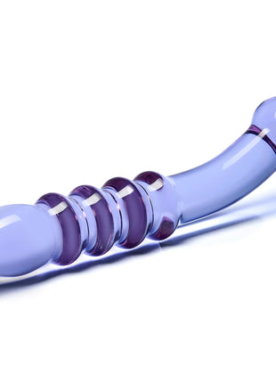 Glas Purple Rain Ribbed Glass Dildo