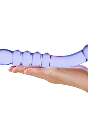 Glas Purple Rain Ribbed Glass Dildo