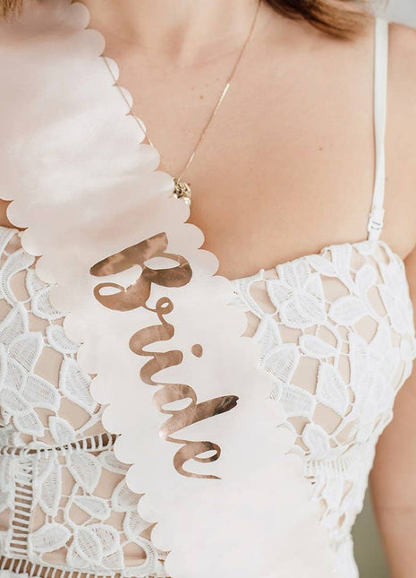 Blush Pink & Rose Gold Satin Bachelorette Party Sash - Bride