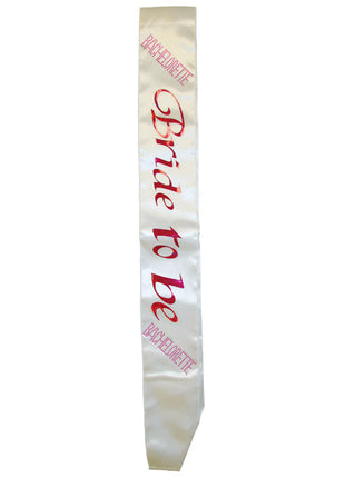 Bachelorette Bride To Be Non-Flashing Sash - White