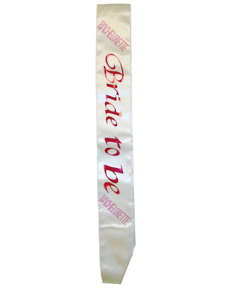 Bachelorette Bride To Be Non-Flashing Sash - White