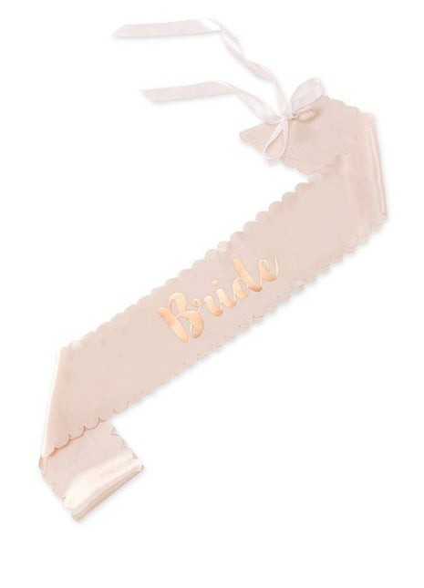 Blush Pink & Rose Gold Satin Bachelorette Party Sash - Bride