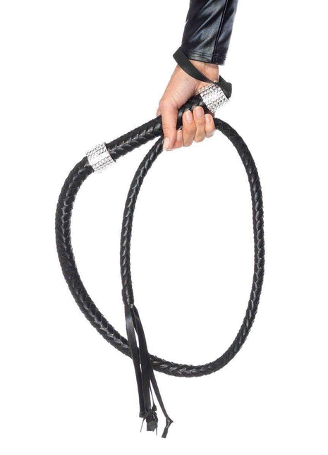 Rhinestone Handle Braided Whip