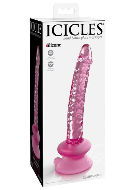 Icicles No 86 Glass Wand With Bendable Silicone Suction Cup - Pink