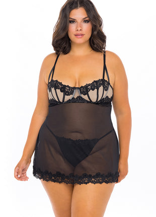Plus Size Julie Lace Open Back Babydoll