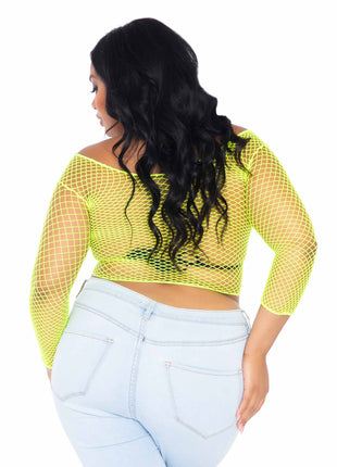 Plus Size Long-Sleeved Fishnet Shirt