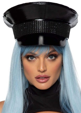 Rhinestone Trimmed Military Hat