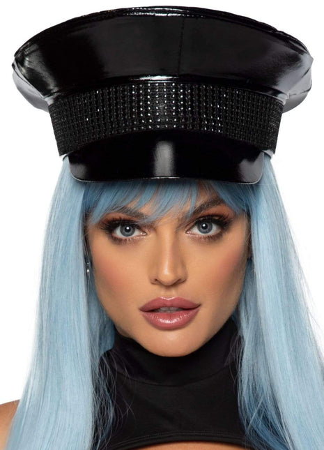 Rhinestone Trimmed Military Hat