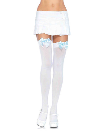 Kay Satin Bow Thigh High Stockings
