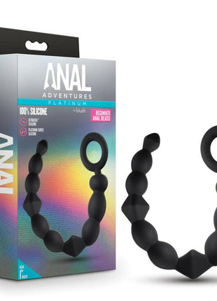 Anal Adventures Platinum Silicone Beginner Anal Beads Black