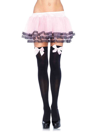 Kay Satin Bow Thigh High Stockings