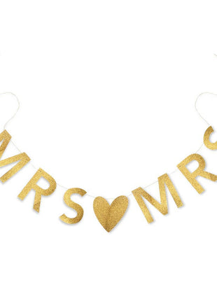 Customizable Newlywed Wedding Banner - Gold Glitter