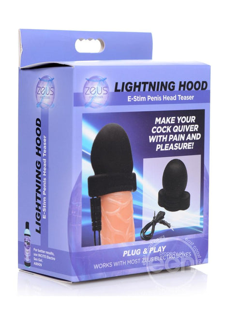 Zeus Electrosex Lightning Hood E-stim Silicone Penis Head Teaser - Black