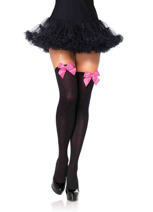 Kay Satin Bow Thigh High Stockings